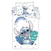 JERRY FABRICS Pamučna dječja posteljina za dječji krevetić 135x100 cm Lilo and Stitch "Rainbow" bijela/plava